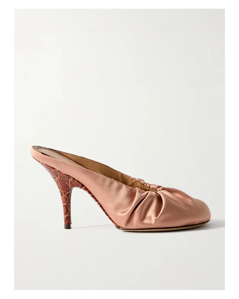 Dries van Noten Mules Aus Satin Mit Raffungen - Pink Pink