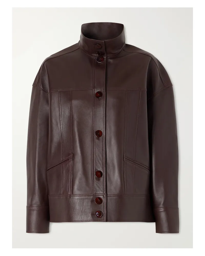 GALVAN Paneled Leather Jacket - Brown Brown
