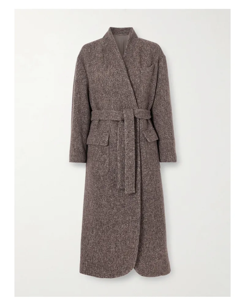Brunello Cucinelli Mantel Aus Bouclé Aus Einer Woll-kaschmirmischung Mit Bindegürtel - Braun Braun