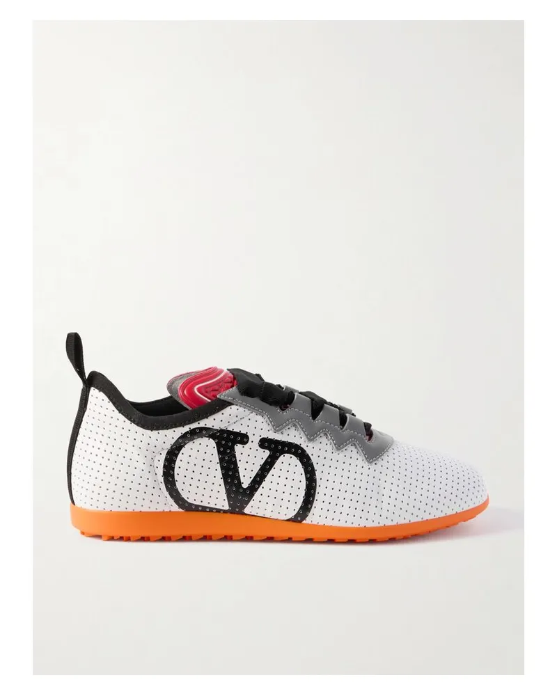 Valentino Garavani Chromathon Sneakers Aus Leder Mit Perforationen Und Logo-prints - Weiß Weiß
