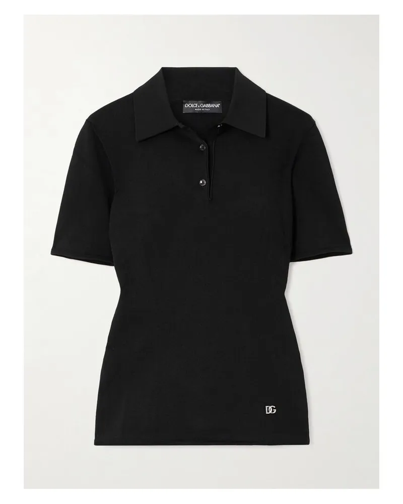 Dolce & Gabbana Polohemd Aus Jersey Mit Applikation - Schwarz Schwarz