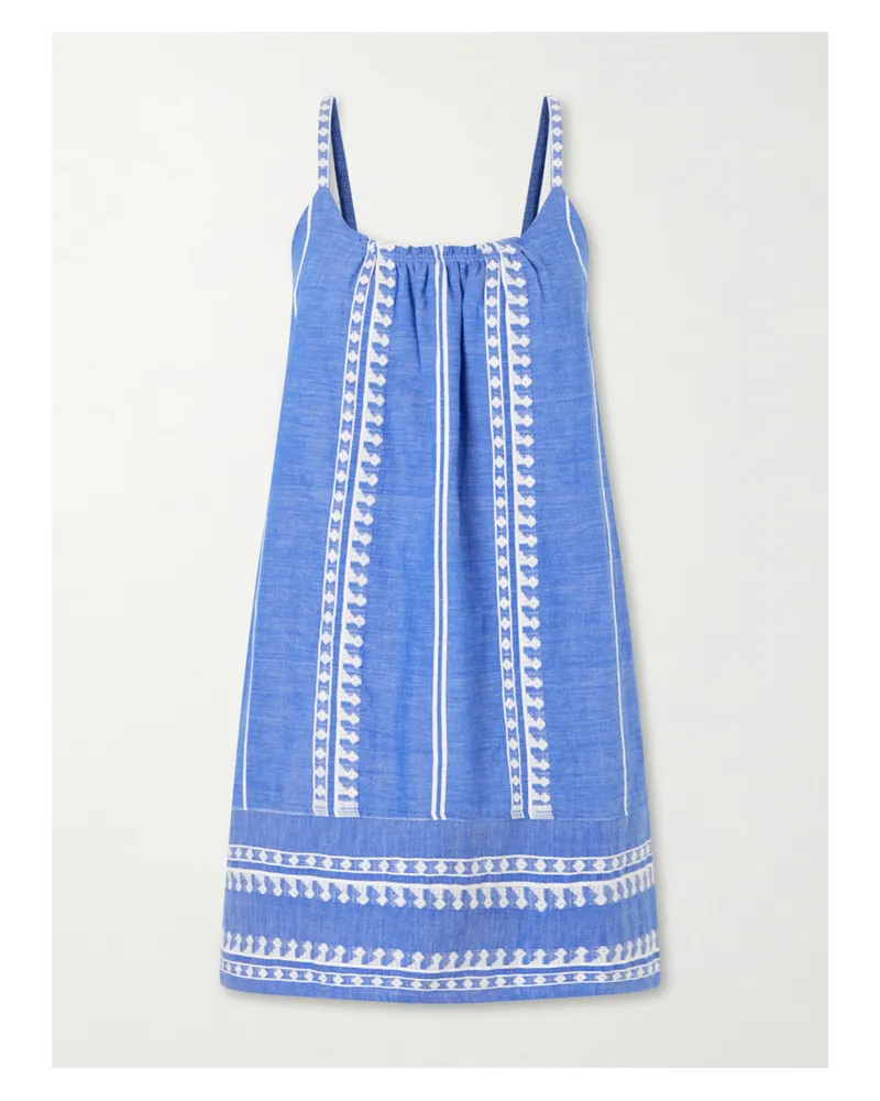 lemlem Zine Cotton-gauze Mini Dress - Blue Blue