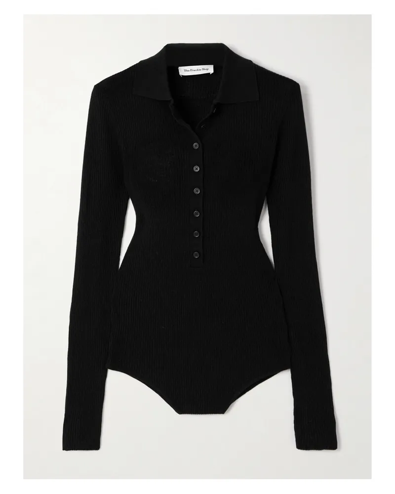 FRANKIE Shop Solana Ribbed Wool, Silk And Cashmere-blend Bodysuit - Black Black