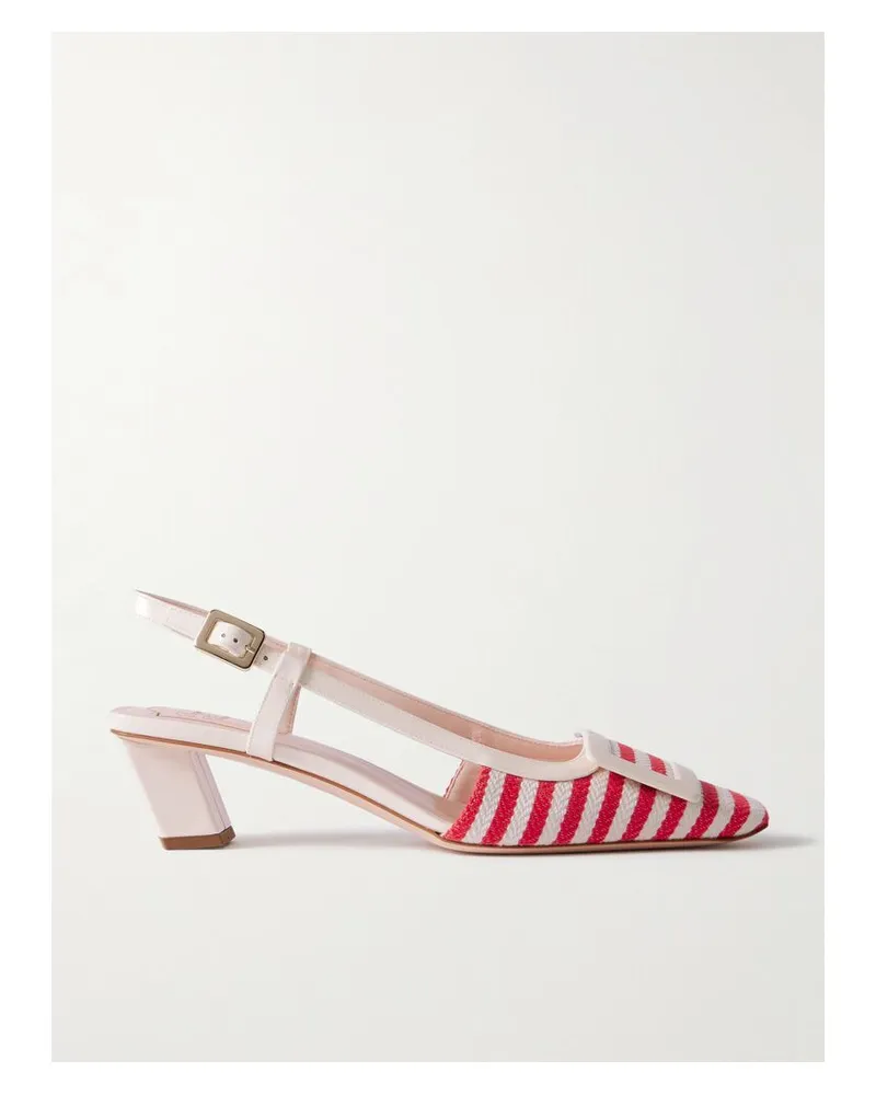 Roger Vivier Belle Vivier 45 Slingback-pumps Aus Gestreiftem Canvas Mit Lacklederbesätzen - Pink Pink