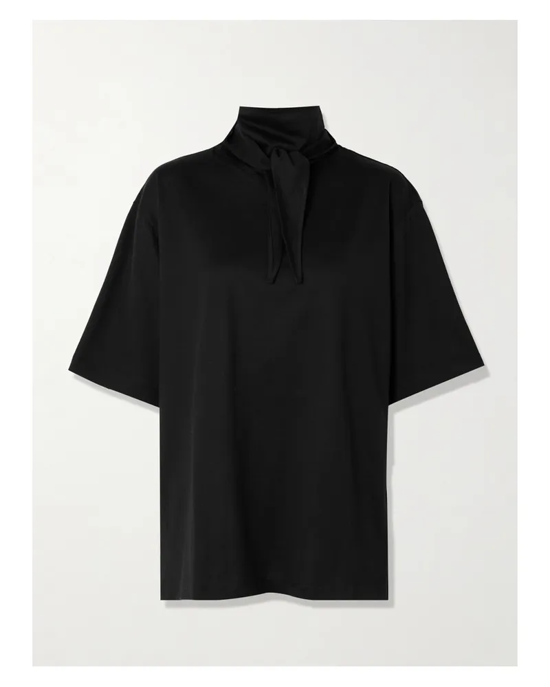 Christophe Lemaire Oversized-t-shirt Aus Biobaumwoll-jersey Mit Schluppe - Schwarz Schwarz