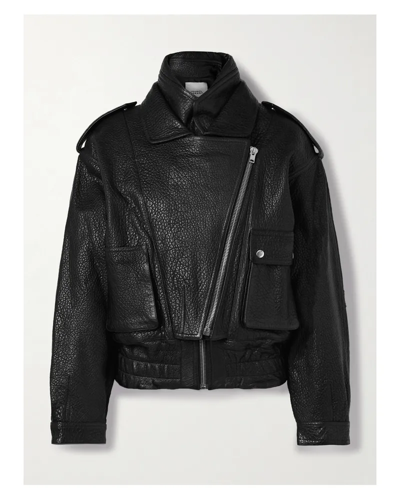 Isabel Marant Aneli Jacke Aus Strukturiertem Leder - Schwarz Schwarz