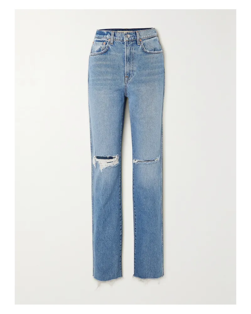 GRLFRND Sara Hoch Sitzende Jeans Mit Geradem Bein In Distressed-optik - Blau Blau
