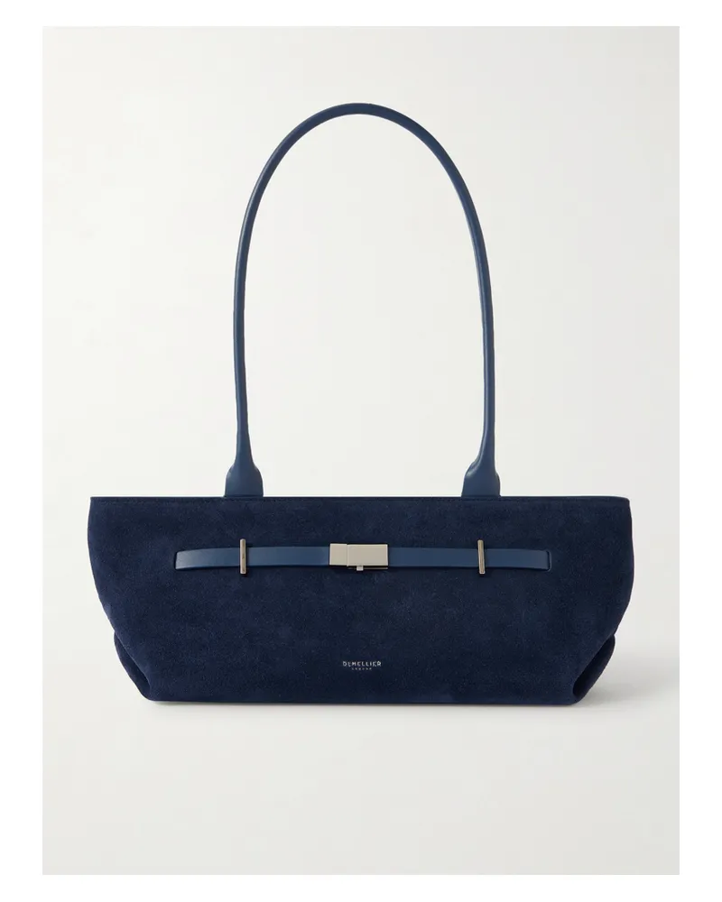 DeMELLIER New York Leather-trimmed Suede Shoulder Bag - Blue Blue