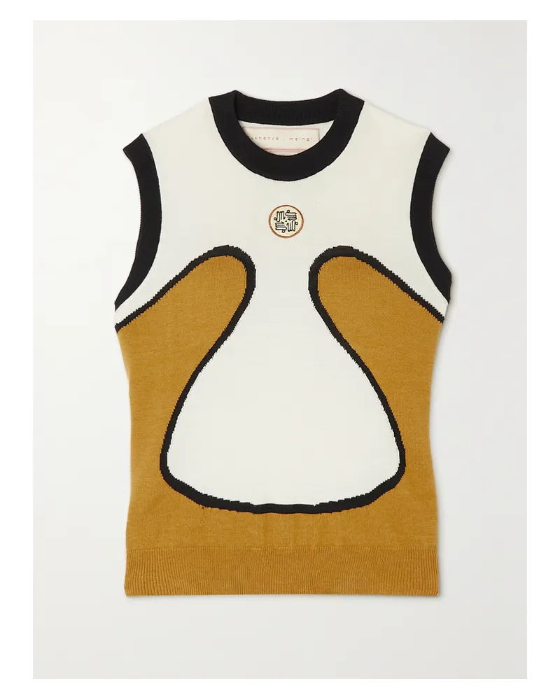 Lukhanyo Mdingi Ärmelloser Pullover Aus Einer Woll-seidenmischung In Blockfarben Mit Applikation - Ecru Ecru