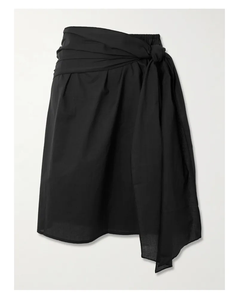 Deiji Studios Tie-detailed Organic Cotton-voile Midi Skirt - Black Black