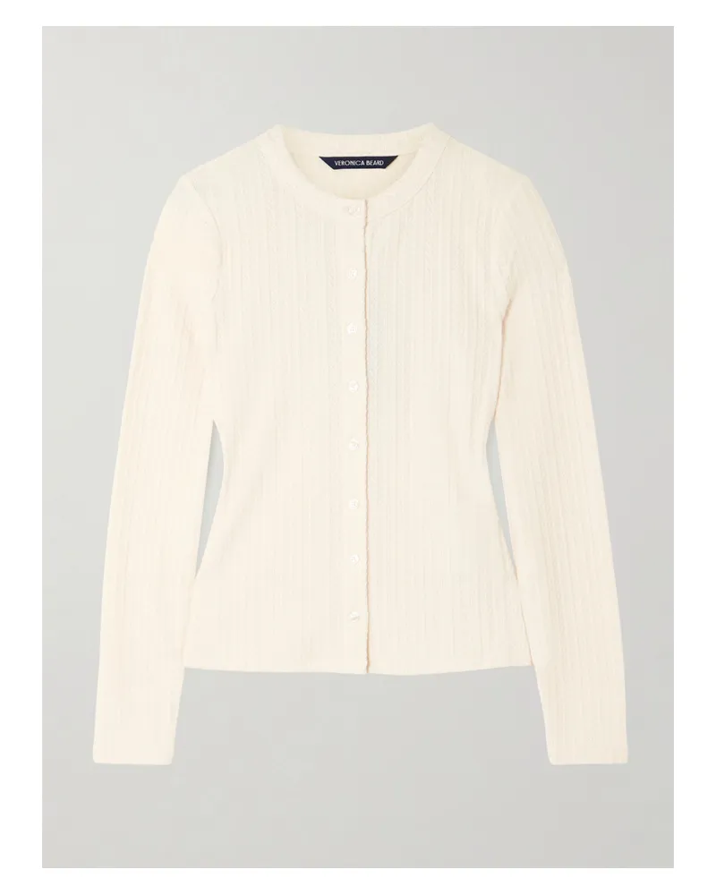Veronica Beard Lira Cardigan Aus Pointelle-strick - Ecru Ecru