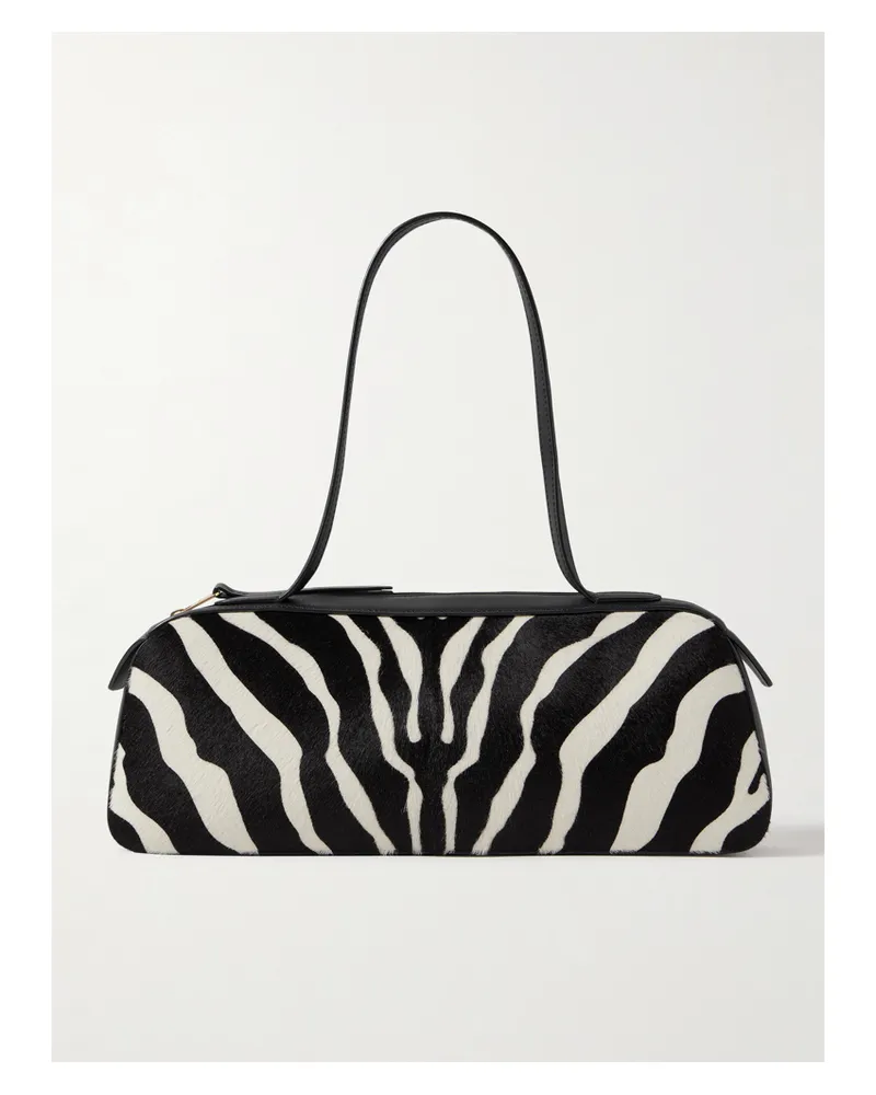 KHAITE Simona Leather-trimmed Zebra-print Calf Hair Shoulder Bag - Animal print Animal