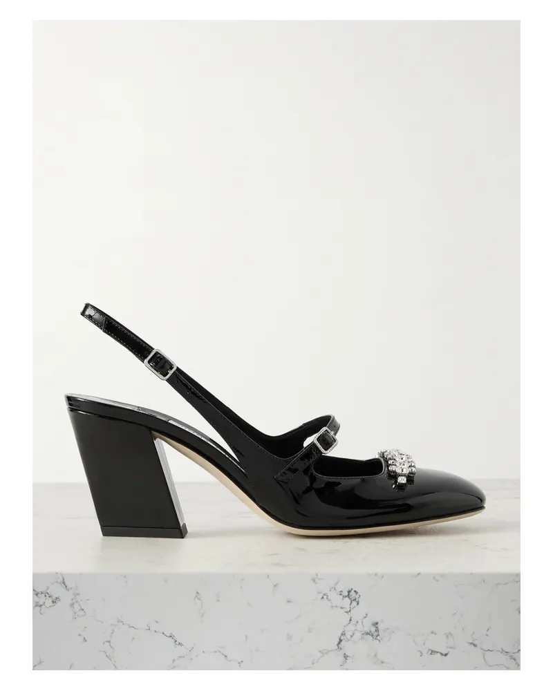 Jimmy Choo Belinda 70 Slingback-pumps Aus Lackleder Mit Kristallen - Schwarz Schwarz