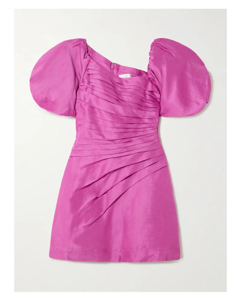 Aje. Cadence Asymmetrisches Minikleid Aus Einer Leinenmischung Mit Falten - Pink Pink