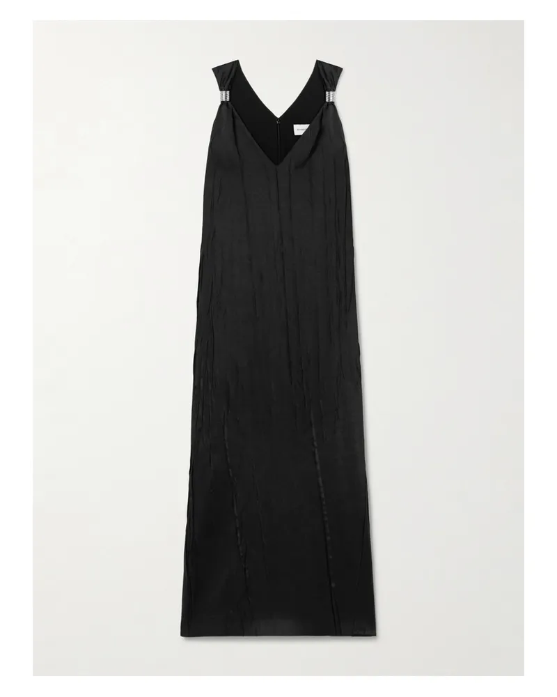 Brandon Maxwell The Keke Midikleid Aus Satin In Knitteroptik Mit Verzierungen - Schwarz Schwarz
