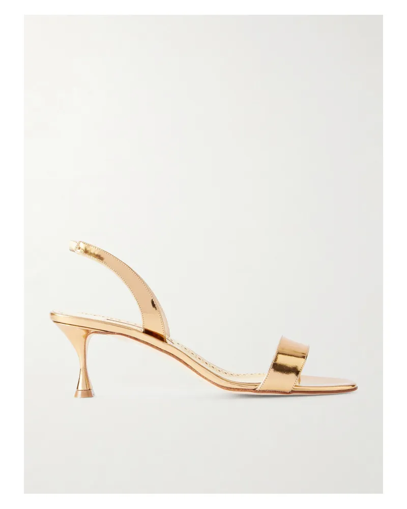 Manolo Blahnik Cupisanpla 50 Slingback-sandalen Aus Metallic-leder - Gold Gold