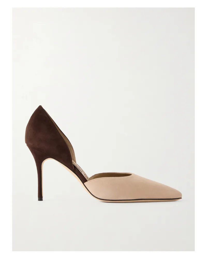 Manolo Blahnik Taylerbinu 90 Two-tone Suede Pumps - Brown Brown