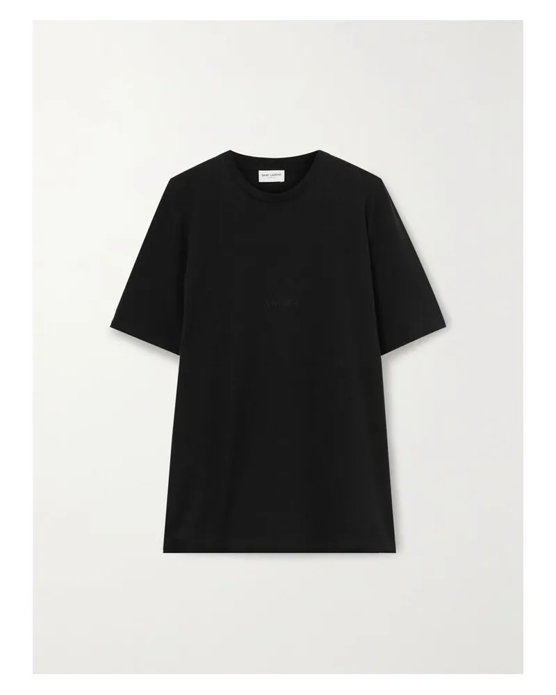 Saint Laurent T-shirt Aus Baumwolle Mit Stickerei - Schwarz Schwarz
