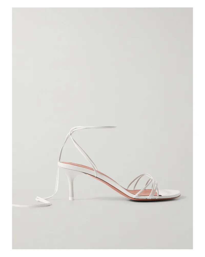 Amina Muaddi Lori Lace Up Leather Sandals - White White