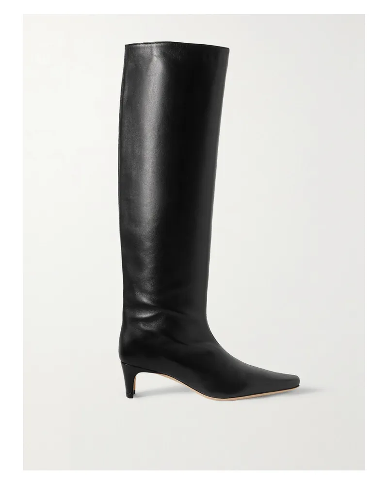 STAUD Wally Leather Knee Boots - Black Black