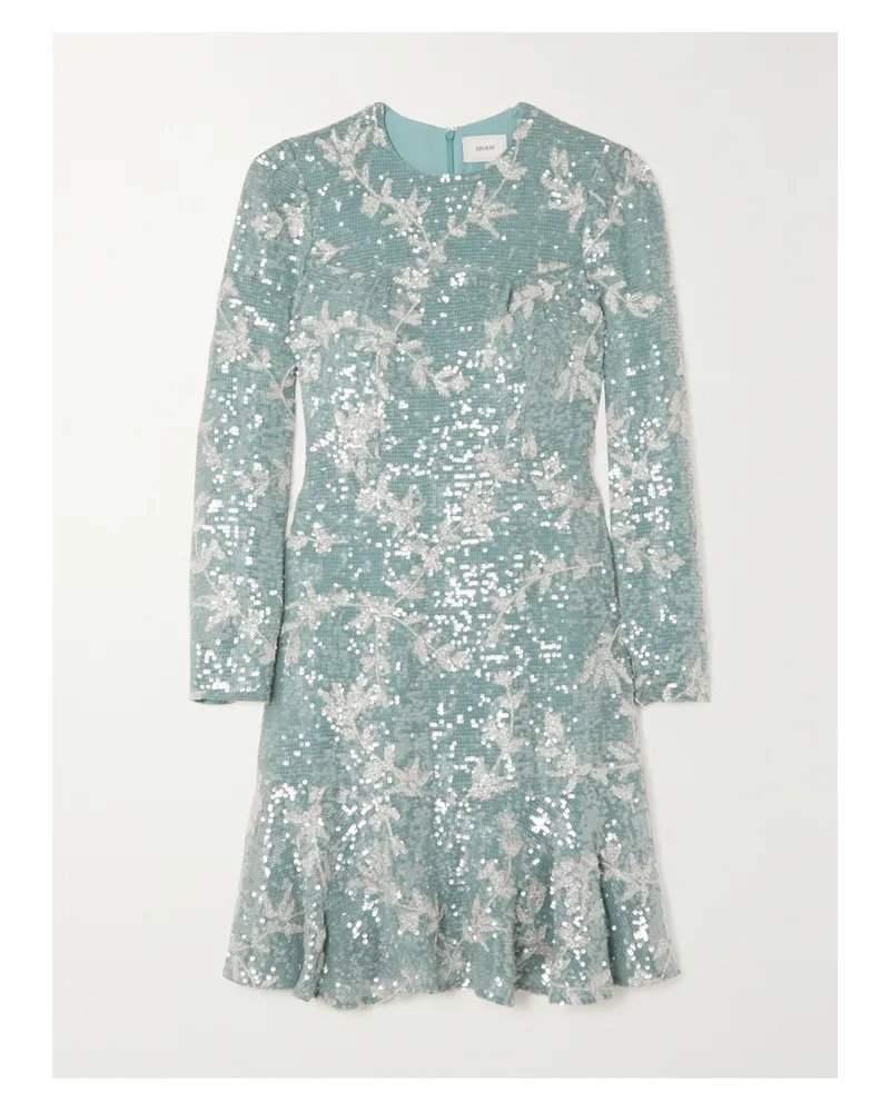 Erdem Bette Minikleid Aus Crêpe Mit Pailletten Und Stickereien - Blau Blau