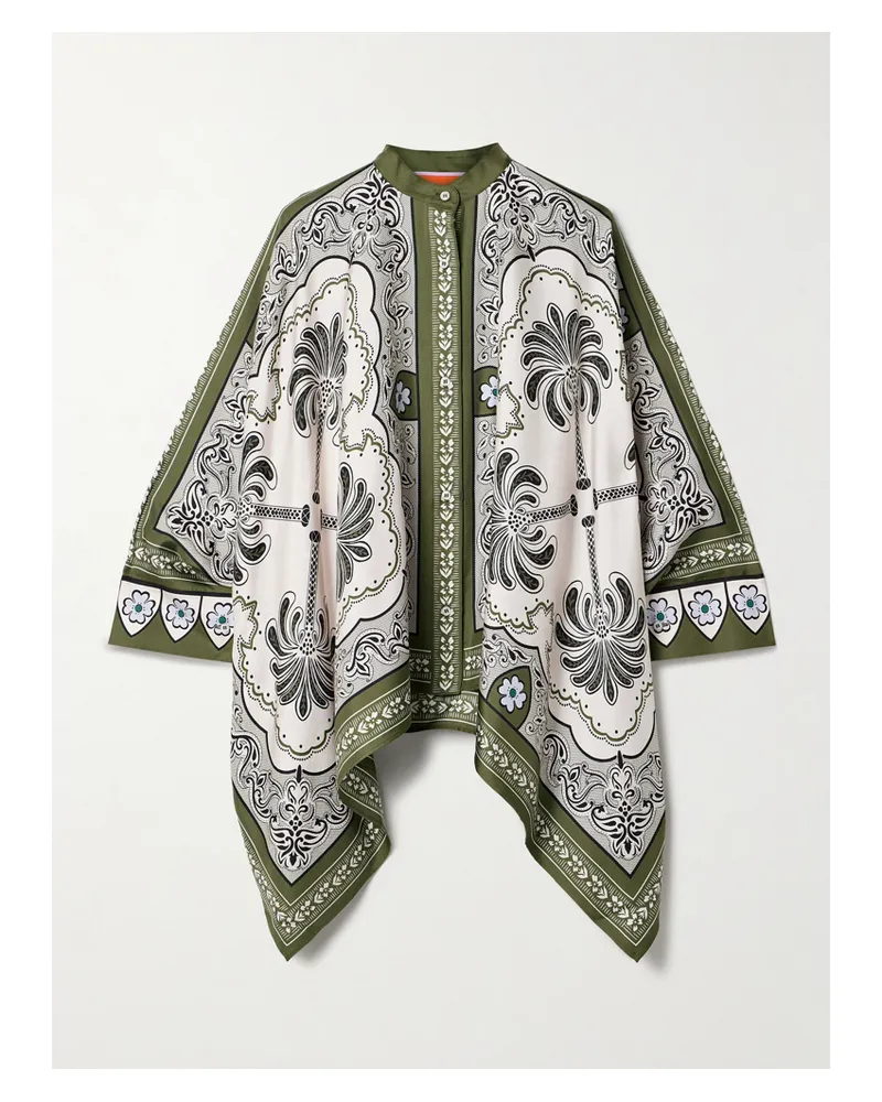 La DoubleJ Foulard Hemd Aus Bedrucktem Seiden-twill - Grün Grün