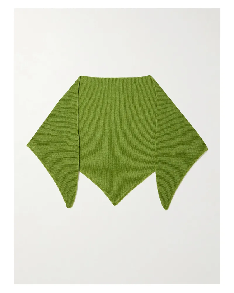 &Daughter Fionn Ribbed Cashmere Scarf - Green Green