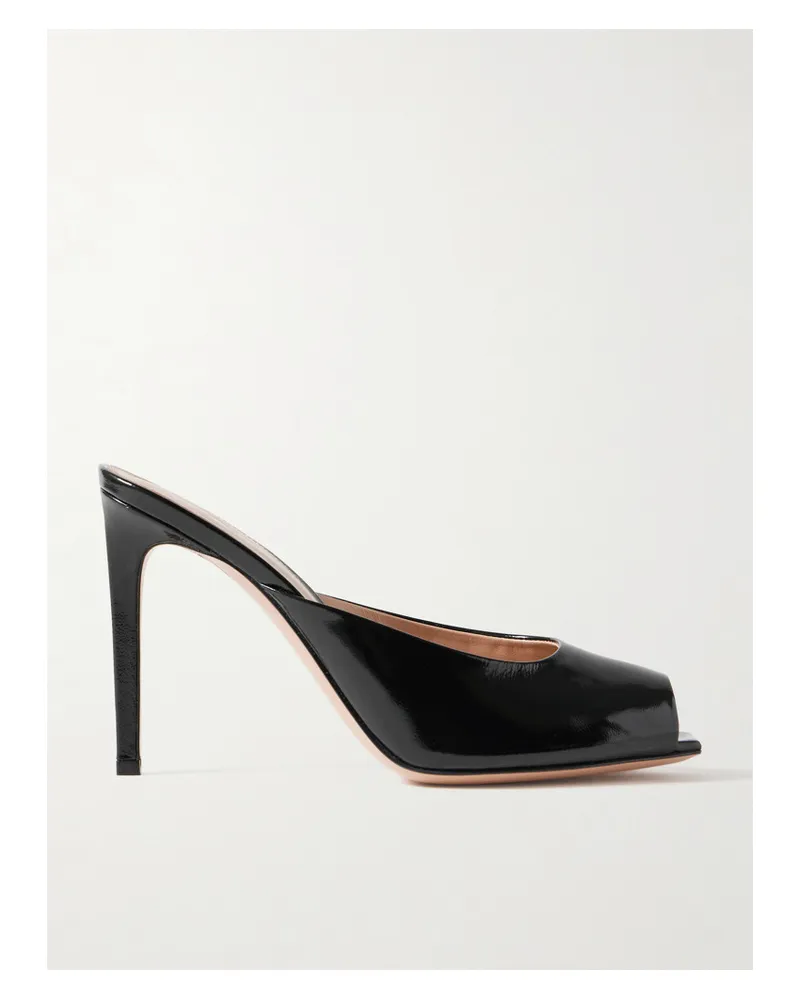 Gianvito Rossi Ethel 95 Mules aus Glanzleder Schwarz