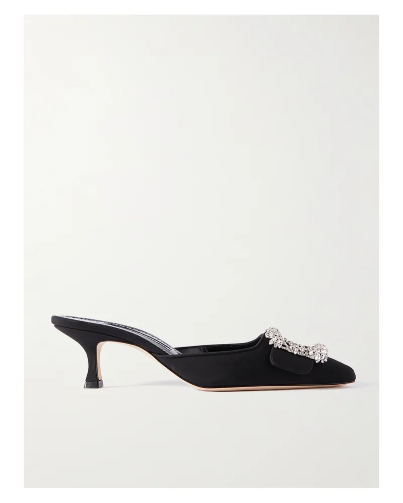 Manolo Blahnik Maysale 50 Mules Aus Satin Mit Schnalle - Schwarz Schwarz