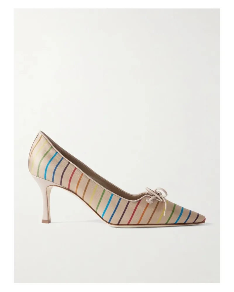 Manolo Blahnik Zaman 70 Gestreifte Pumps Aus Glänzendem Twill - Mehrfarbig Mehrfarbig