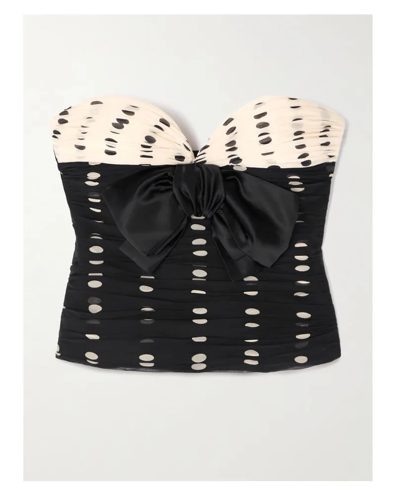 Valentino Garavani Trägerloses Bustier Aus Gerafftem Seidenchiffon Mit Satinschleife - Schwarz Schwarz