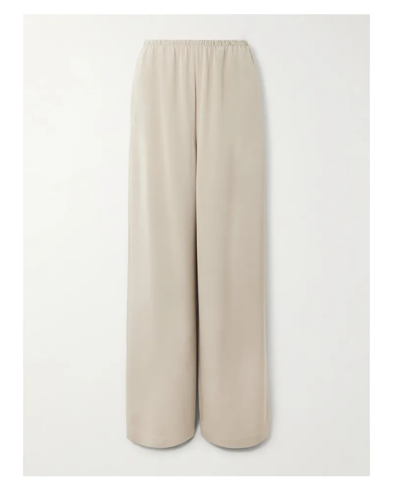 Max Mara Hose Mit Weitem Bein Aus Stretch-seide - Neutral Neutral