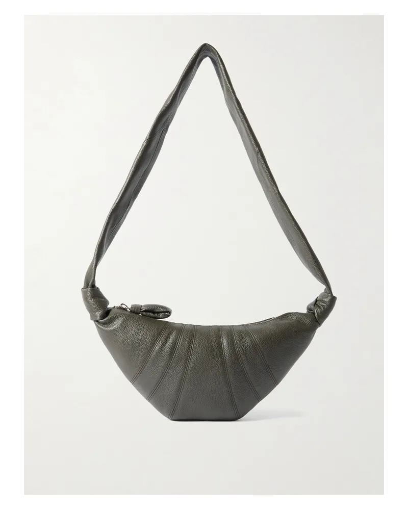 Christophe Lemaire Croissant Small Paneled Textured-leather Shoulder Bag - Green Green