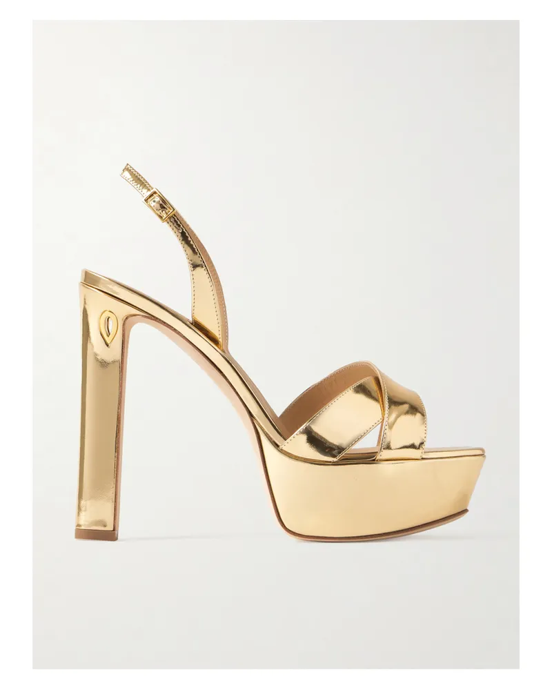 Jennifer Chamandi Leonardo 130 Slingback-sandalen Aus Metallic-leder Mit Plateau - Gold Gold