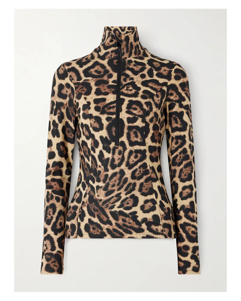 GOLDBERGH Leona Oberteil Aus Recyceltem Stretch-jersey Mit Leopardenprint Und Reißverschluss - Animal-Print Animal-print