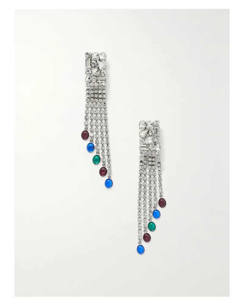 Alessandra Rich Silberfarbene Ohrclips Mit Kristallen Silber