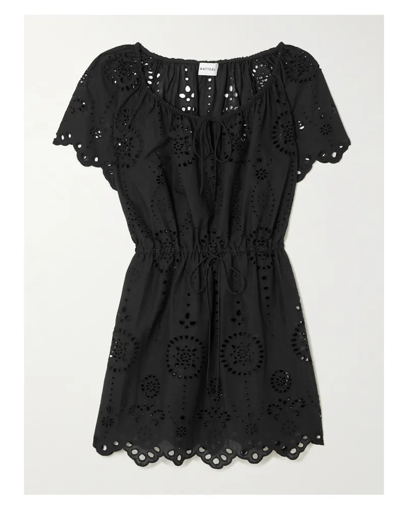Matteau Scalloped Broderie Anglaise Cotton Mini Dress - Black Black