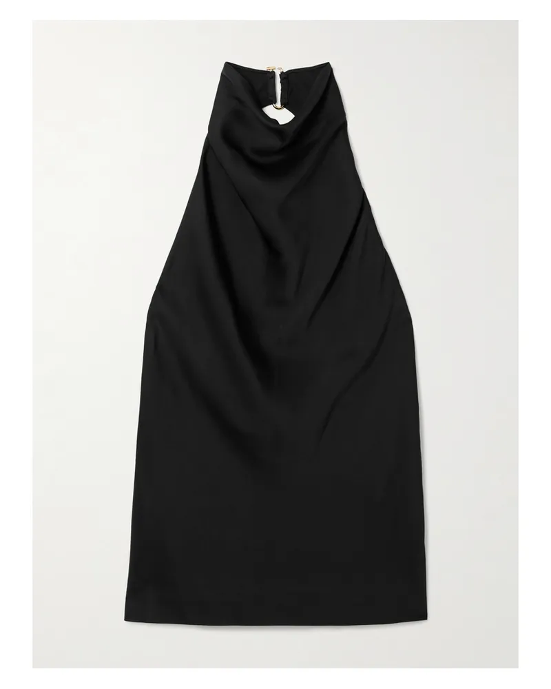 Stella McCartney Neckholder-oberteil Aus Satin Mit Falten - Schwarz Schwarz