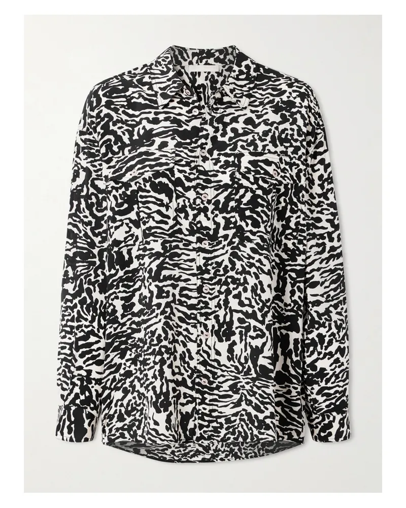 Ulla Johnson Soren Hemd Aus Crêpe De Chine Aus Seide Mit Zebraprint - Schwarz Schwarz