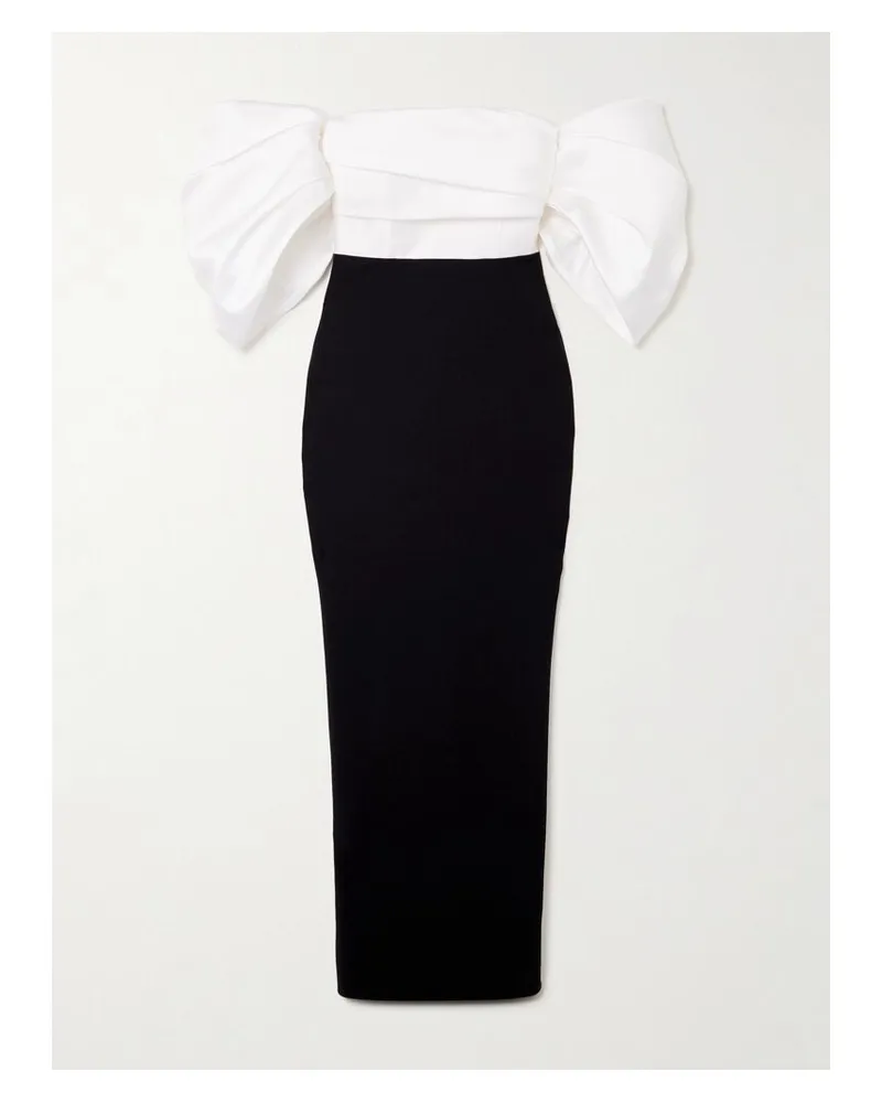 Solace London Arla Schulterfreie Robe Aus Glänzendem Twill Und Crêpe - Schwarz Schwarz