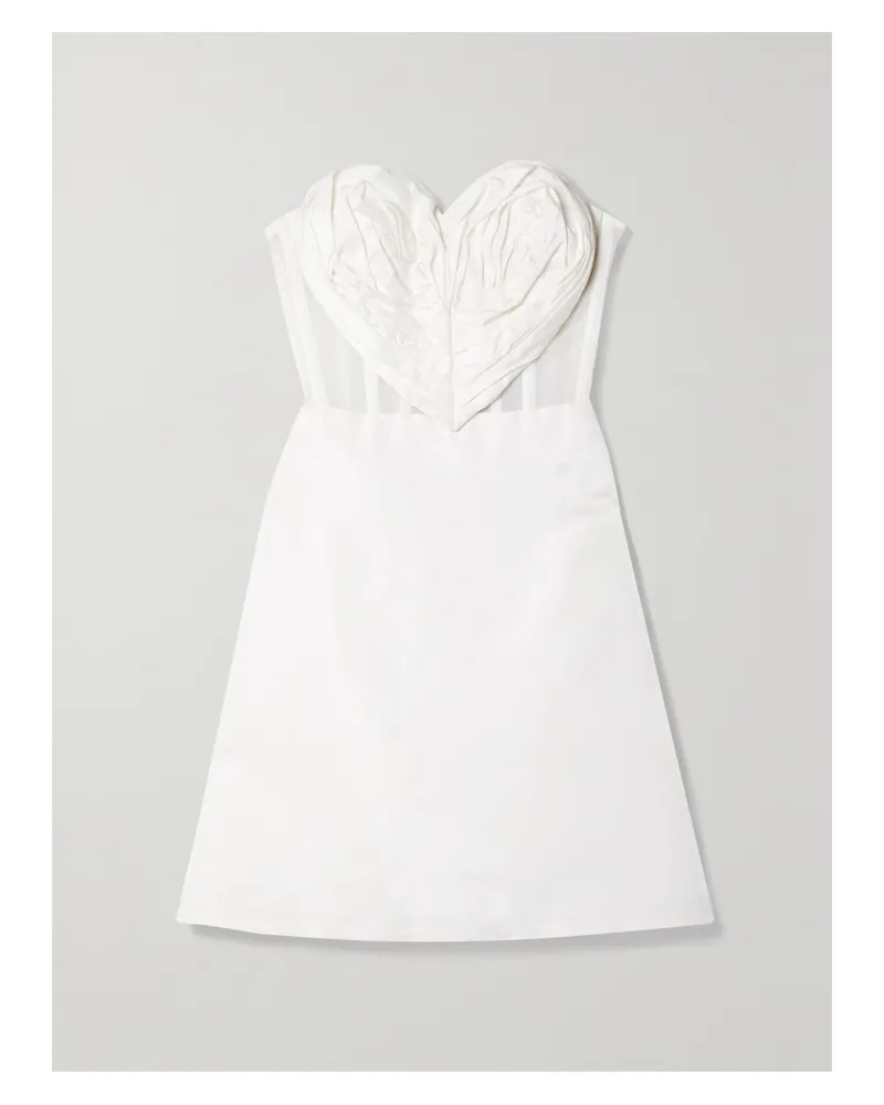 Carolina Herrera New York Trägerloses Minikleid Aus Seiden-twill Und -tüll - Elfenbein Elfenbein