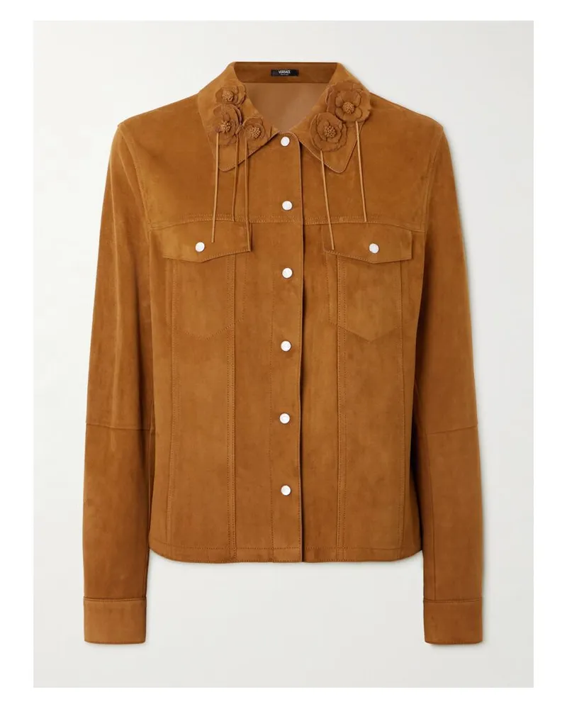 Versace Jacke Aus Veloursleder Mit Applikationen - Braun Braun