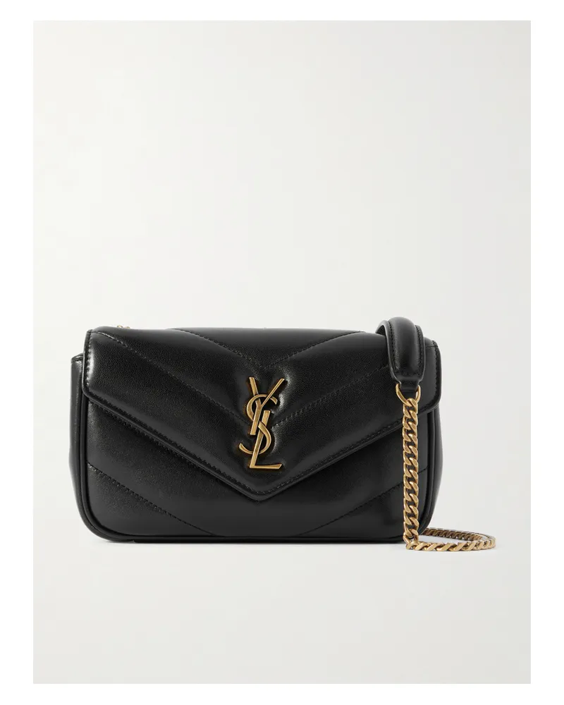 Saint Laurent Loulou Mini Quilted Leather Shoulder Bag - Black Black