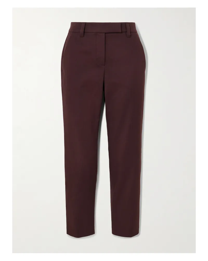 Brunello Cucinelli Hose Mit Geradem Bein Aus Twill Aus Einer Baumwollmischung - Burgunder Burgunder