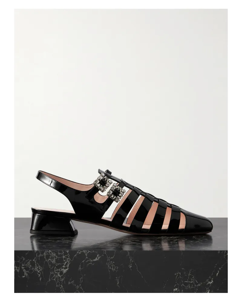 Roger Vivier Mini Très Vivier 25 Sandalen Aus Lackleder Mit Kristallen - Schwarz Schwarz