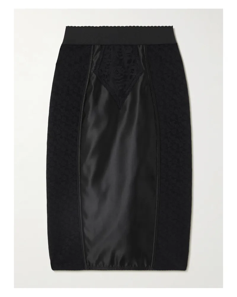 Dolce & Gabbana Midirock Aus Satin Und Spitze - Schwarz Schwarz