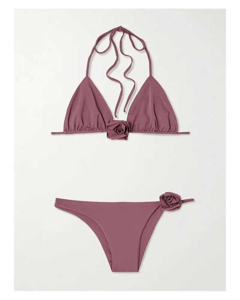 Maygel Coronel Chipi Appliquéd Triangle Bikini - Purple Purple