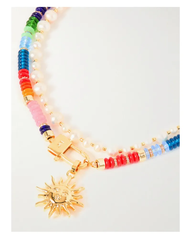 Martha Calvo 14-karat Gold, Crystal And Pearl Necklaces - Multi Multi