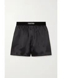 Tom Ford Shorts aus Stretch-seide mit Samtbesatz Schwarz