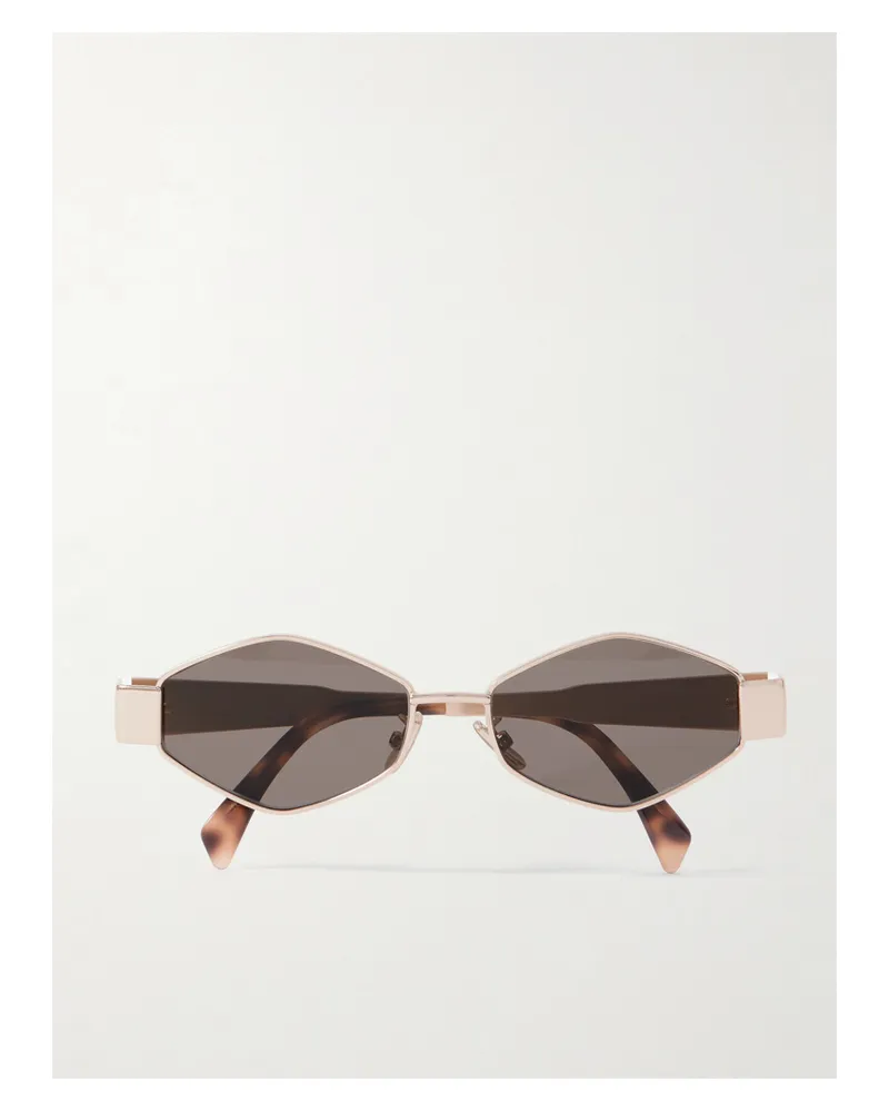 Celine Triomphe Goldfarbene Sonnenbrille Mit Sechseckigem Rahmen Gold